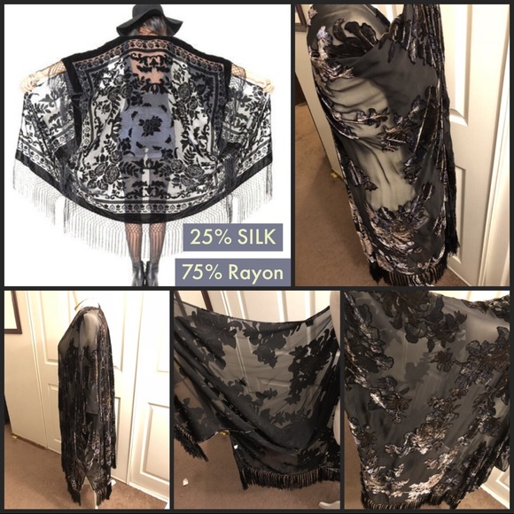 ♦️SOLD EBAY!♦️Vintage Velvet Silk Kimono Caftan OS - Picture 2 of 8